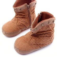 0-12Months Fashion Rivets Baby Boy Girls High Boots Suede Zipper Warm Booties Toddler Shoes