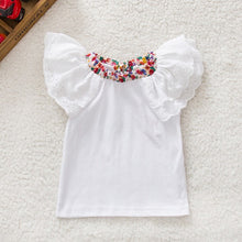 0-2Y Kids Baby Girls Clothing Floral Collar T-shirts Cute Short Sleeve Tops Blouses Shirts PY