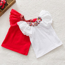 0-2Y Kids Baby Girls Clothing Floral Collar T-shirts Cute Short Sleeve Tops Blouses Shirts PY