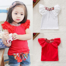 0-2Y Kids Baby Girls Clothing Floral Collar T-shirts Cute Short Sleeve Tops Blouses Shirts PY