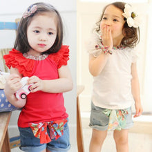 0-2Y Kids Baby Girls Clothing Floral Collar T-shirts Cute Short Sleeve Tops Blouses Shirts PY