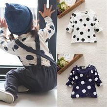 0-3Years Kids Baby Girls Boys Unisex Polka Dots Long Sleeve Blouse Tops T-Shirt Cotton Basic Tees Clothing PY1