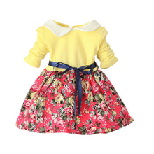 1-5Y Kids Baby Girls Princess Long Sleeve Pleat Floral Bow Mini Dress Party Tutu Dresses