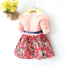 1-5Y Kids Baby Girls Princess Long Sleeve Pleat Floral Bow Mini Dress Party Tutu Dresses