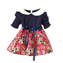 1-5Y Kids Baby Girls Princess Long Sleeve Pleat Floral Bow Mini Dress Party Tutu Dresses