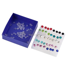 1 Box 20 Pairs Mixed Color Clear Crystal Ear Studs Earrings 4mm 5mm