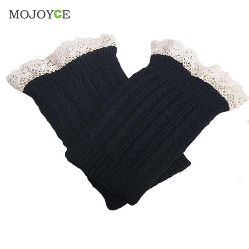 1 Piece Womens Crochet Knit Lace Trim Leg Warmers Cuffs Toppers Boot Socks Knee Gaiters Boot Leg Warmers 20cm 6 Colors