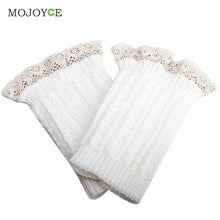1 Piece Womens Crochet Knit Lace Trim Leg Warmers Cuffs Toppers Boot Socks Knee Gaiters Boot Leg Warmers 20cm 6 Colors
