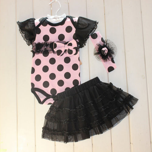 1 Set Newborn Infant Baby Girl Clothing Polka Dot Headband + Romper + TUTU Outfit Clothes 3pcss  Sets