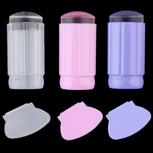 1 Set Silicone Nail Art Seal Printing Stamper Transfer + Scraper Kit DIY