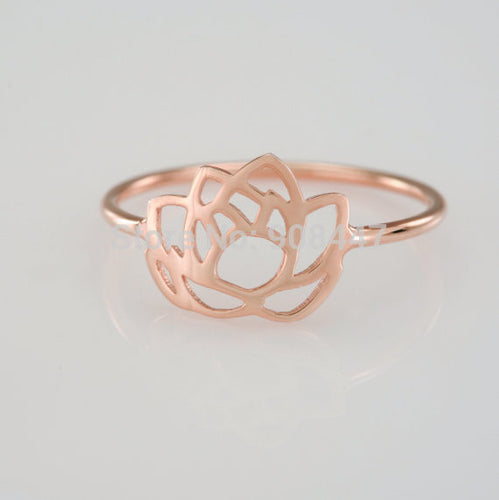 10 PCS- Cute Gold Lotus Flower Ring,plant ring -