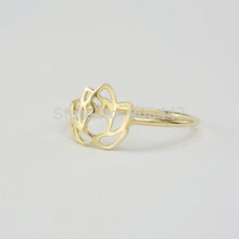10 PCS- Cute Gold Lotus Flower Ring,plant ring -
