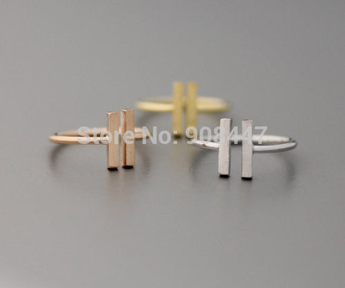 10 PCS-R115 Cute Unique Bar Adjustable ring,simple double bar ring -
