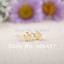 10 PCS-S004 jewelry Cute Tiny Cross Korean stud Earrings in Gold S004