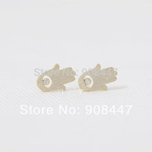 10 PCS-S007 Cute Earrings jewelry Gold Silver Hamsa Stud Earrings