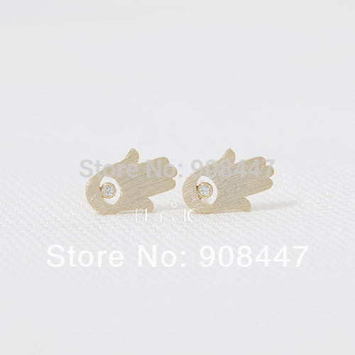 10 PCS-S007 Cute Earrings jewelry Gold Silver Hamsa Stud Earrings