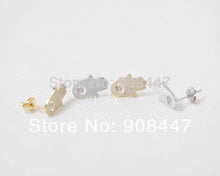 10 PCS-S007 Cute Earrings jewelry Gold Silver Hamsa Stud Earrings