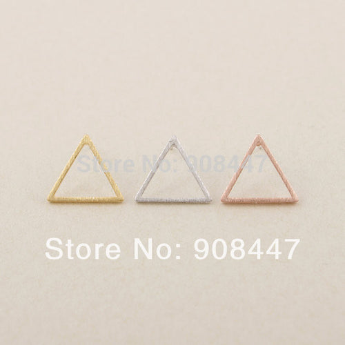 10 PCS-S008 jewelry Cute Geometry Gold and Silver Enamel Triangle Stud Earrings
