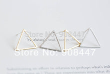 10 PCS-S008 jewelry Cute Geometry Gold and Silver Enamel Triangle Stud Earrings
