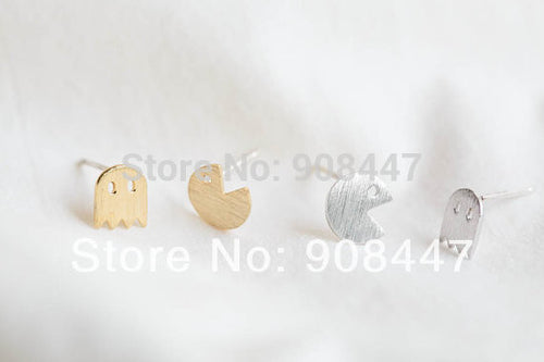 10 PCS-S014 Jewelry puck Ghost Animal Stud Earrings Simple monster and smile face Earrings Stud