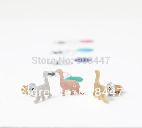 10 PCS-S015 jewelry Gold Silver Pink-gold Dinosaur Stud Earrings