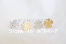 10 PCS-S018 Flower Cute Earrings jewelry silver gold clover with four leaves Stud postearrings