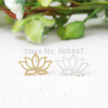 10 PCS-S021 jewelry Cute Korean Lotus Earrings Gold Silver Flower Stud Earrings