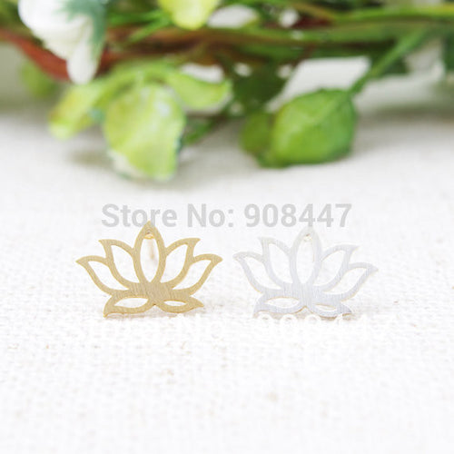 10 PCS-S021 jewelry Cute Korean Lotus Earrings Gold Silver Flower Stud Earrings