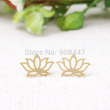 10 PCS-S021 jewelry Cute Korean Lotus Earrings Gold Silver Flower Stud Earrings