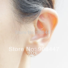 10 PCS-S021 jewelry Cute Korean Lotus Earrings Gold Silver Flower Stud Earrings