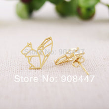 10 PCS-S023 jewelry Gold Silver Origami Squirrel Stud Earrings
