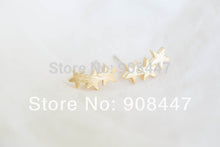 10 PCS-S027 jewelry 18K gold 3star teens stud earrings