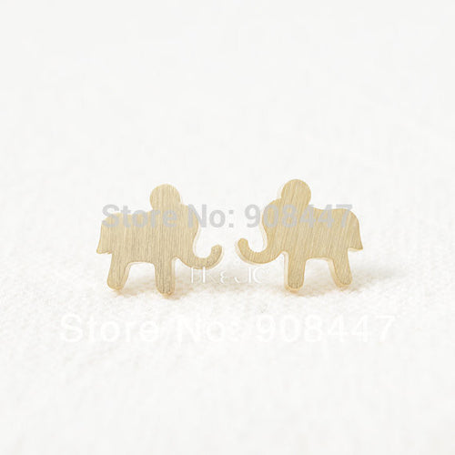 10 PCS-S029 jewelry Cute India Gold Silver Pink Gold Elephant Shaped Stud Earrings
