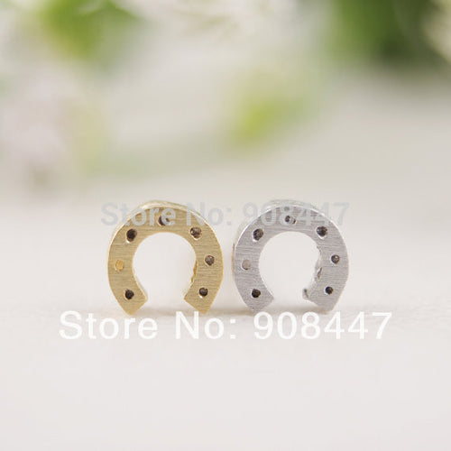 10 PCS-S032 Earrings jewelry Gold Silver Horseshoe stud Earrings