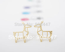 10 PCS-S035 jewelry Gold Silver Origami Deer Stud Earrings