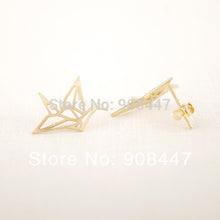 10 PCS-S037 Earrings jewelry Gold Silver Cute Origami Crane Stud Earrings