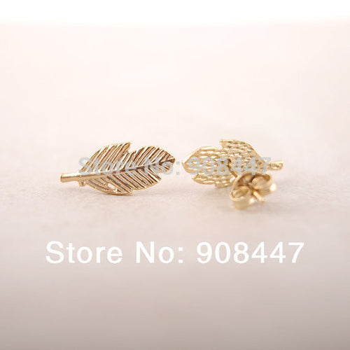 10 PCS-S038 jewelry Gold Silver Fallen Leaves stud Earrings
