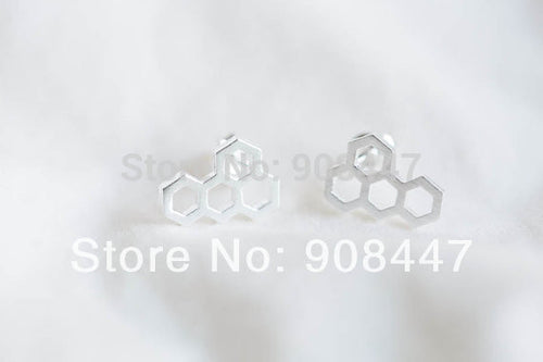 10 PCS-S039 jewelry gold silver tiny hexagon modern earring,Hive stud earrings