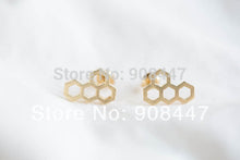10 PCS-S039 jewelry gold silver tiny hexagon modern earring,Hive stud earrings