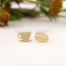 10 PCS-S040 jewelry Gold Silver Coffee Cup and Bean Stud Earrings