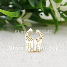 10 PCS-S041 Earrings jewelry Gold Silver Loving Giraffes stud Earrings