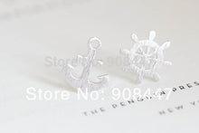 10 PCS-S042 jewelry funky anchor and rudder earring set