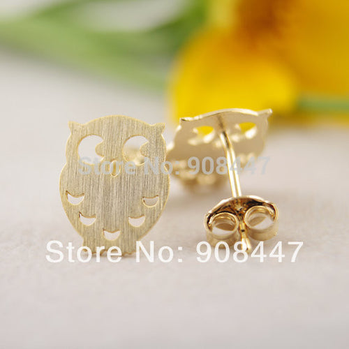 10 PCS-S045 jewelry 18K Gold night owl Stud earrings,bird of Minerva earrings Jewelry