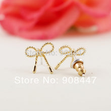 10 PCS-S049 jewelry Gold Silver Pink Gold Little Twist Bow stud Earrings