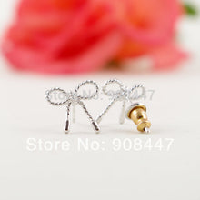 10 PCS-S049 jewelry Gold Silver Pink Gold Little Twist Bow stud Earrings