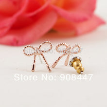 10 PCS-S049 jewelry Gold Silver Pink Gold Little Twist Bow stud Earrings