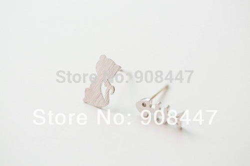10 PCS-S053 jewelry 18k gold cat and fish bone Stud Post earring