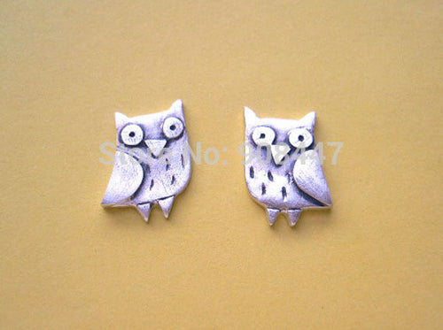 10 PCS-S068 jewelry Owl Stud Earrings Silver Bird Jewelry Birthday gift