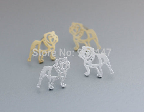 10 PCS-S069 jewelry Tiny Bulldog silver studs earrings,dog earrings