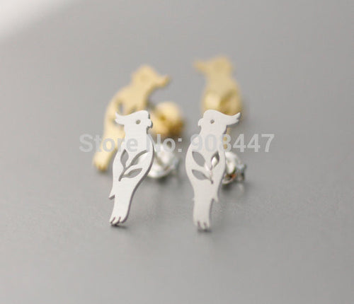 10 PCS-S070 jewelry Tiny Parrot Silver studs earrings,bird earrings